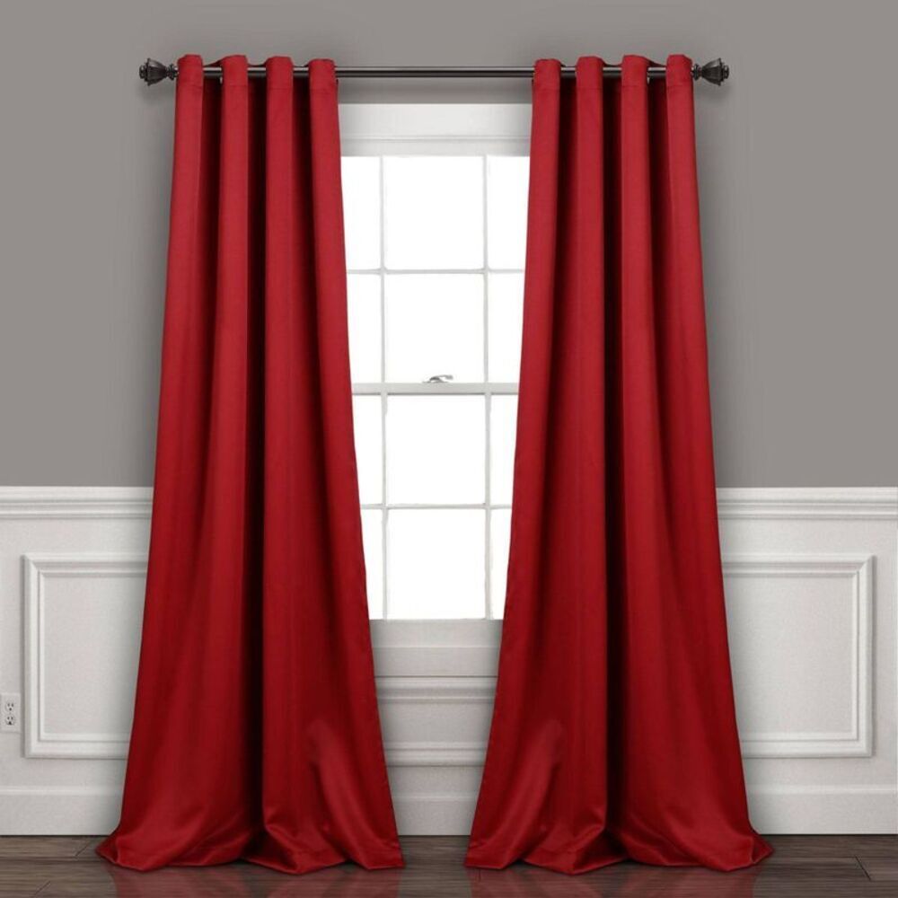 Set of 2 (52"x95") Insulated Grommet Top Blackout Curtain Panels Red